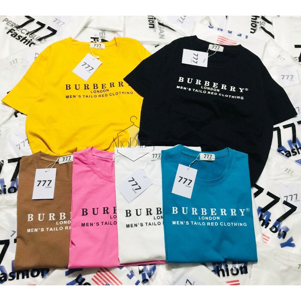 Áo thun áo phông nữ vải cotton 100% cao cấp mềm mịn co giãn tốt form basic in chữ Burberry freesize dưới 58kg
