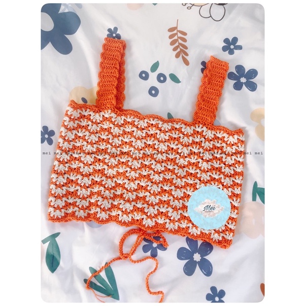 ÁO 2 DÂY BẢN TO ĐAN DÂY PHỐI MÀU XINH XẮN - Áo len sợi cotton handmade