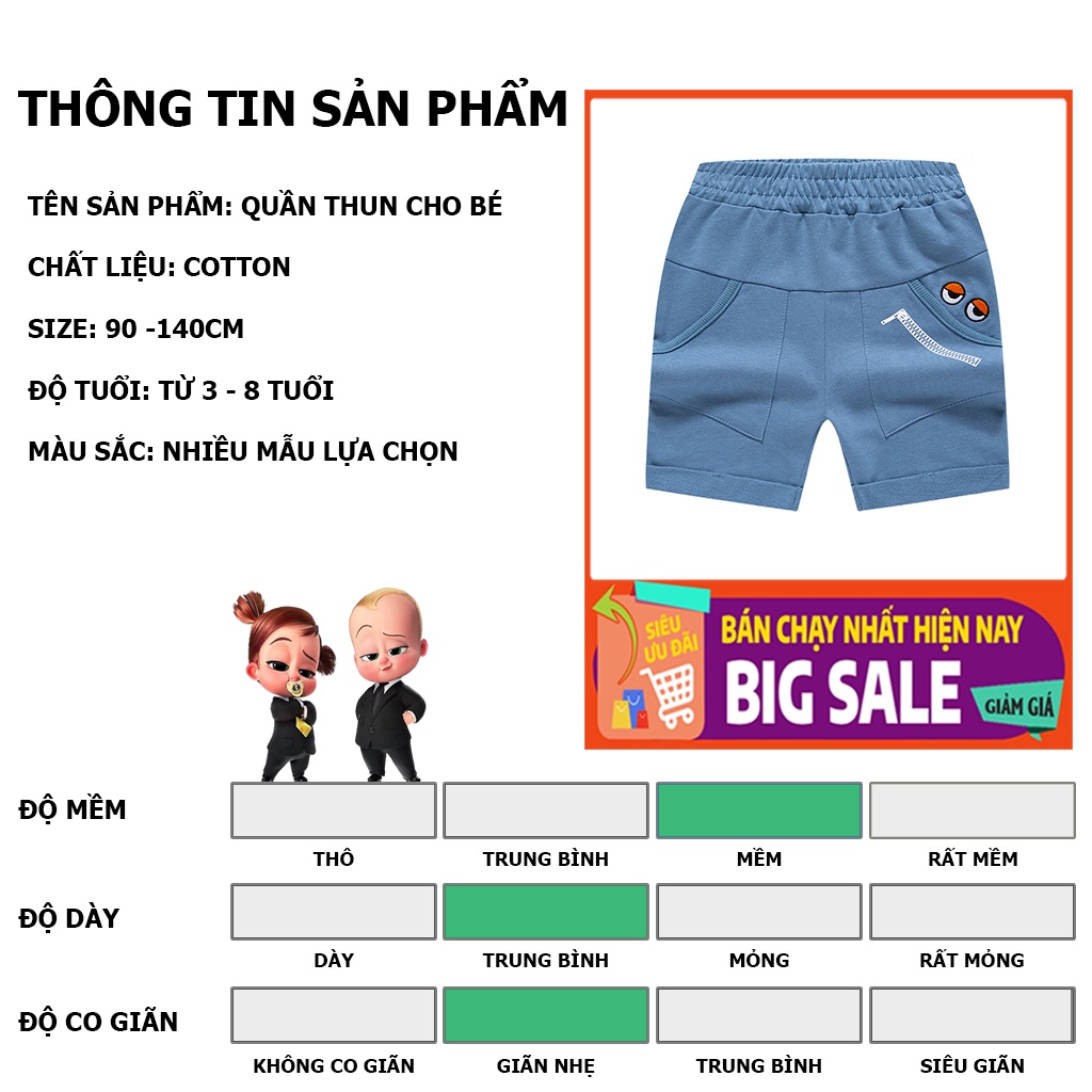 Quần đùi bé trai BETOP vải Cotton thoáng mát hàng xuất khẩu