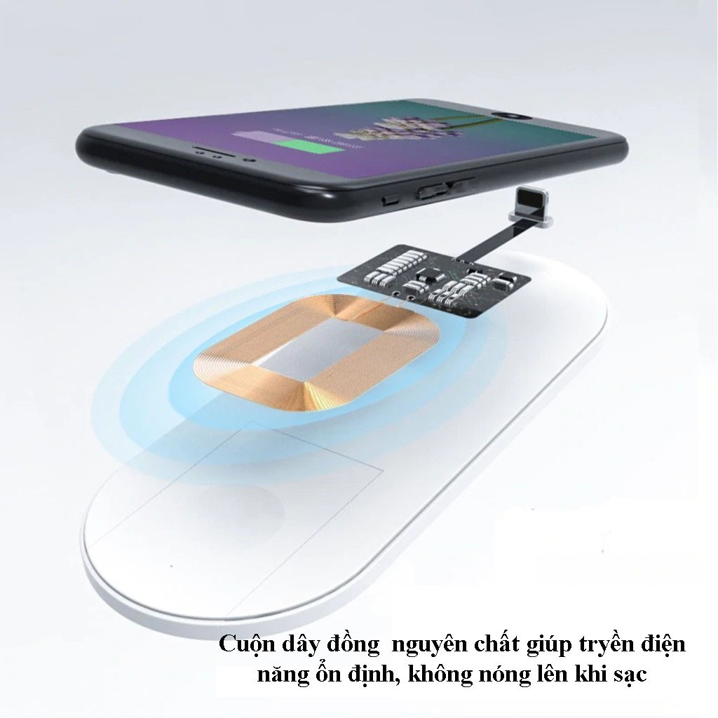 Miếng Dán Hỗ Trợ Sạc Không Dây Chuẩn Qi Đầu Micro USB/Type-C/Lightning iPhone. HP