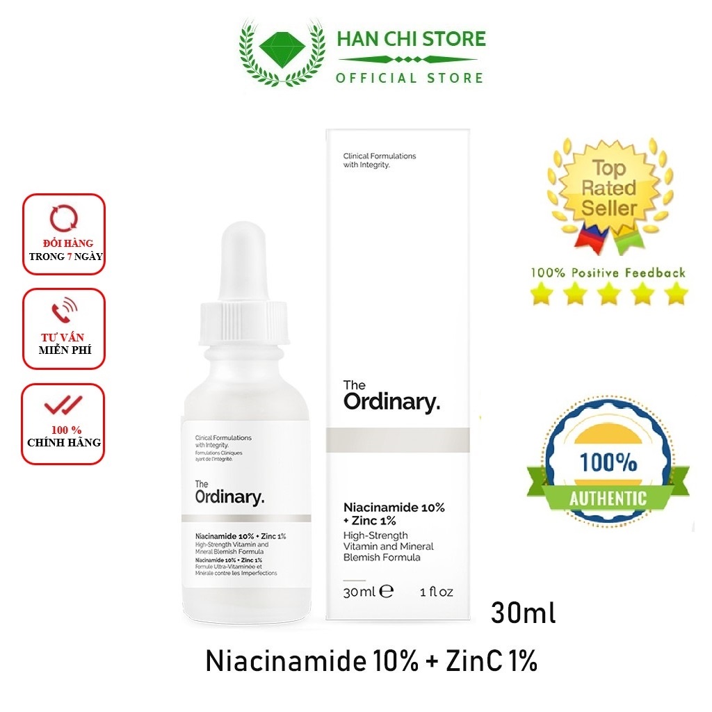 Tinh Chất Dưỡng Da The Ordinary Niacinamide 10%+Zinc 1% 30ml Dưỡng Ẩm Trắng Da,Tinh Chất Dưỡng Ordinary Cho Da Dầu Mụn