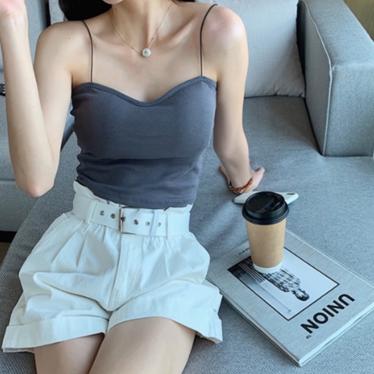 Áo bra nữ 2 dây mảnh mút mỏng, chất liệu cotton dáng dài cực xinh xắn HLBOUTIQUE B259