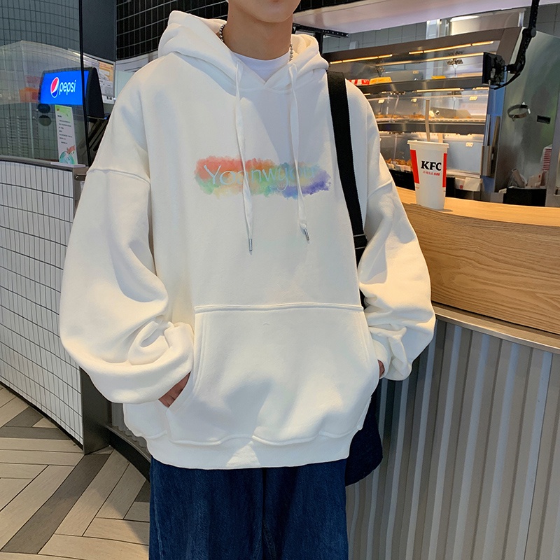 Áo hoodie dài tay dáng rộng phong cách cá tính thời trang cho nam