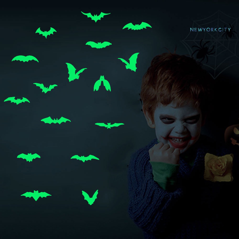 Miếng Dán Tường Dạ Quang Họa Tiết Con Dơi Halloween Trang Trí Nội Thất