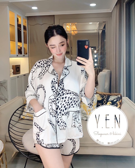 vip (Freesize 75kg)Đồ bộ nữ mặc nhà- pijama phi lụa cao cấp free size