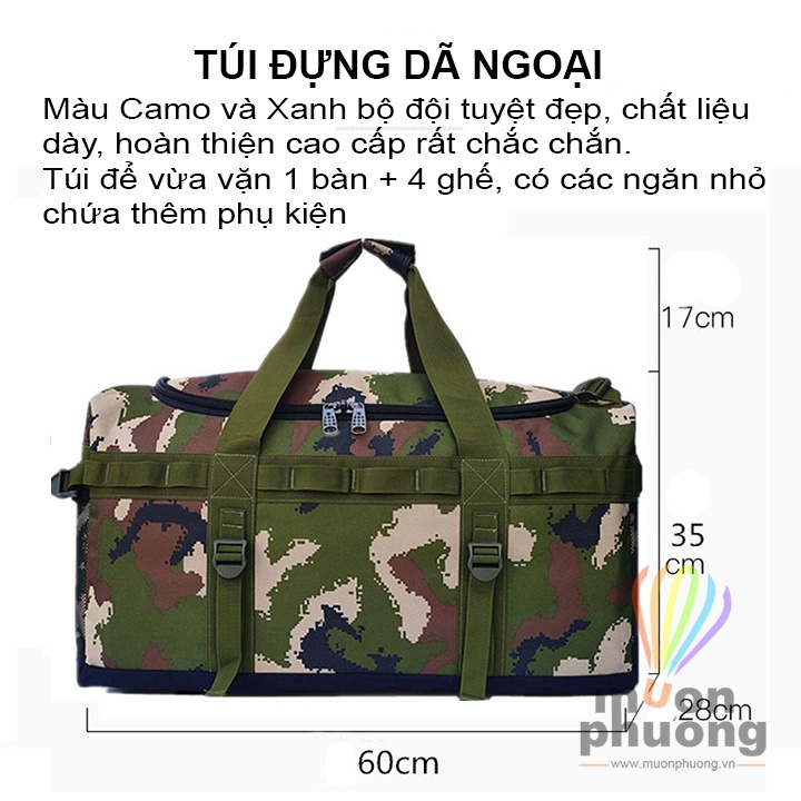Túi xách đựng hành lý vật dụng du lịch dã ngoại phong cách quân đội sức chứa đến 65 lít - MUÔN PHƯƠNG SHOP