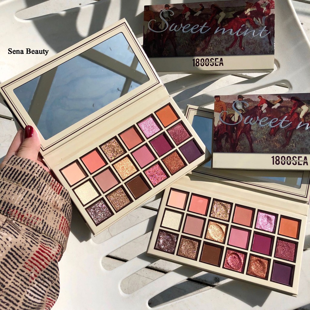 Bảng phấn mắt nhũ lì 18 ô Sweet Mint SEA1800 Cao Cấp Sena Beauty