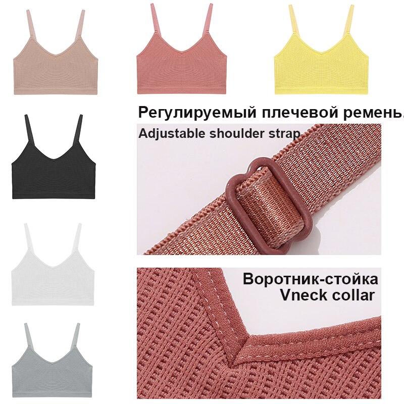 Áo hai dây FINETOO cổ V màu trơn nâng ngực quyến rũ