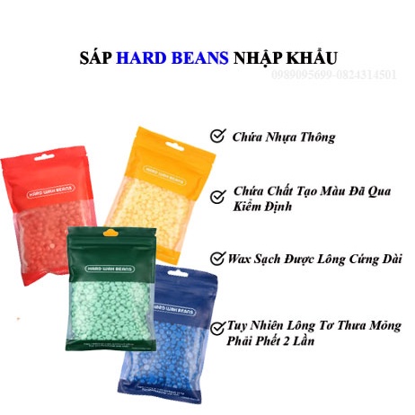 100G Sáp wax lông hard wax bean nhiều màu siêu bám Tặng que gỗ