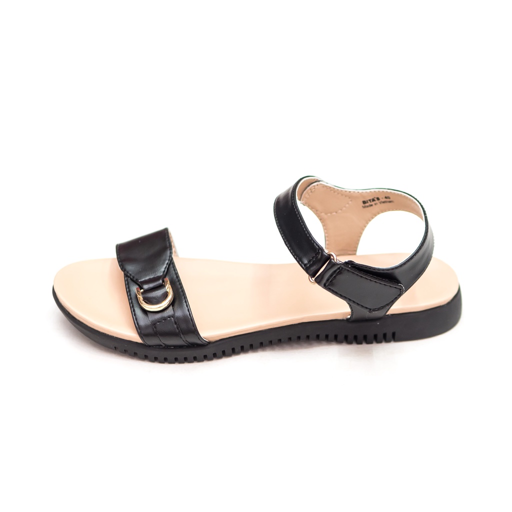 GIÀY SANDAL QUAI HẬU ĐẾ BẰNG QUAI NGANG NỮ BITA'S SYN.258 (ĐEN + TRẮNG) - BITAS
