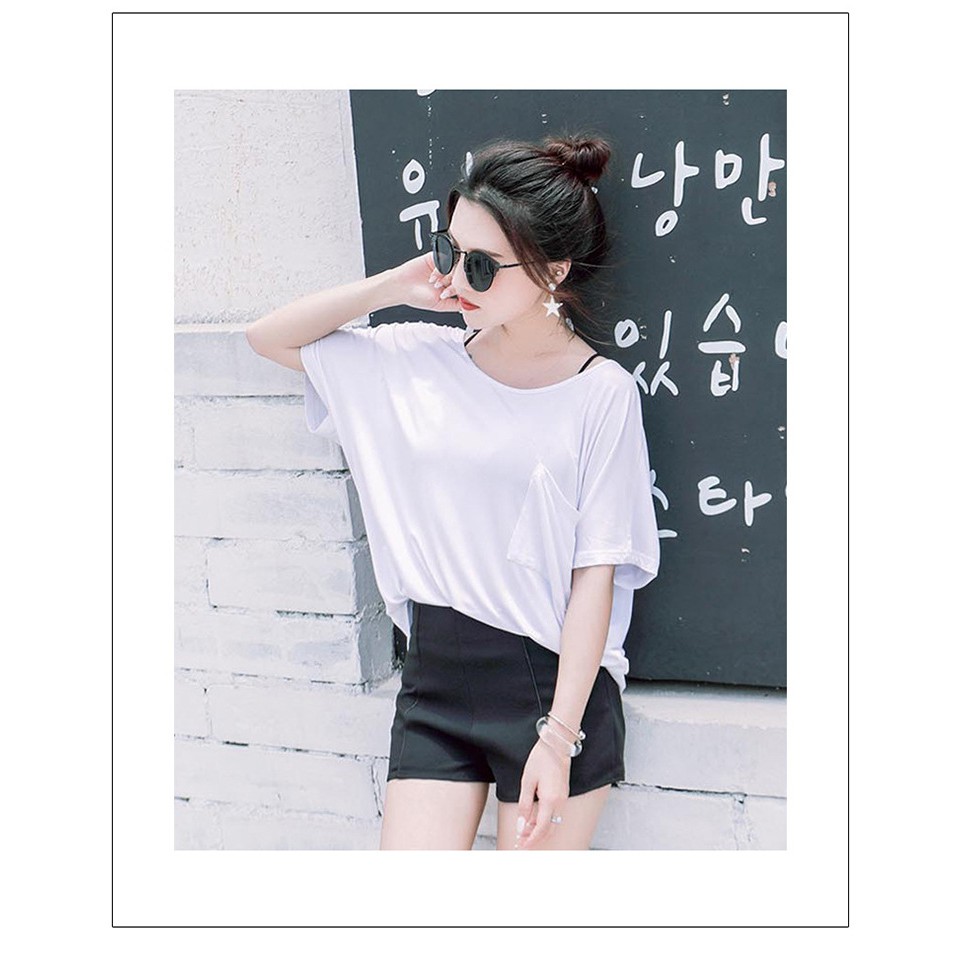 Áo thun nữ hở lưng cổ tròn from rộng cực Hot