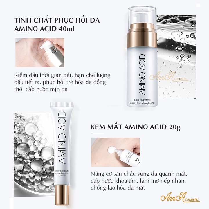 Bộ chăm sóc da skincare cho da dầu mụn Amino Acid Ogulia, bộ mỹ phẩm nội địa trung dưỡng trắng mờ thâm Mụn Set 9 Món