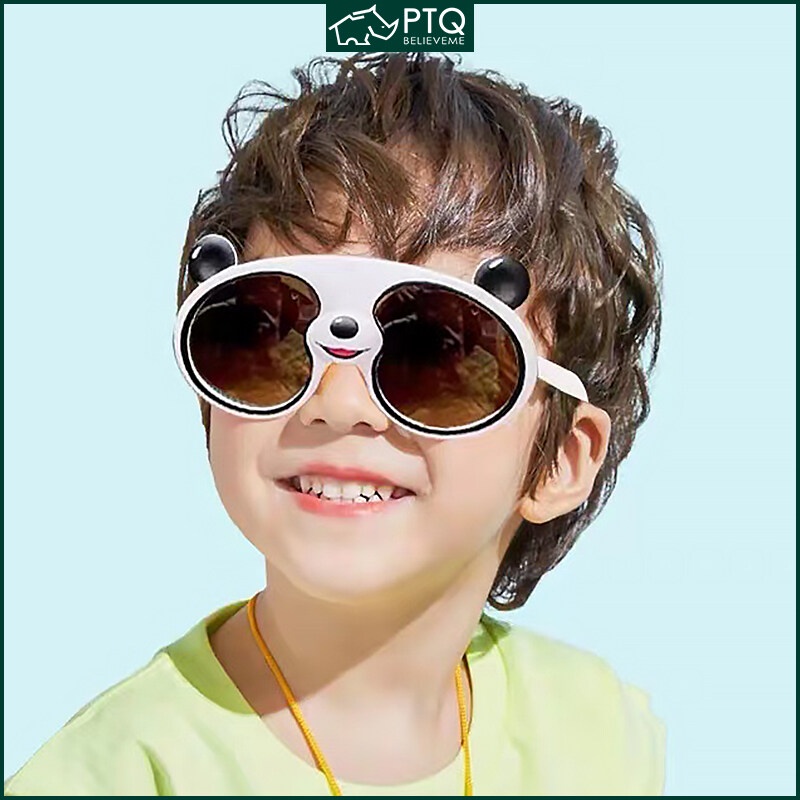 Kính Mát Phân Cực Hình Gấu Trúc Hoạt Hình Bằng Silicone Cho Bé 4-12 Tuổi