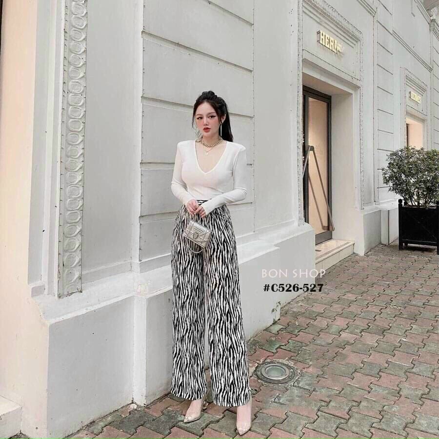 Bộ beo thun áo cổ tim tay dài kèm quần