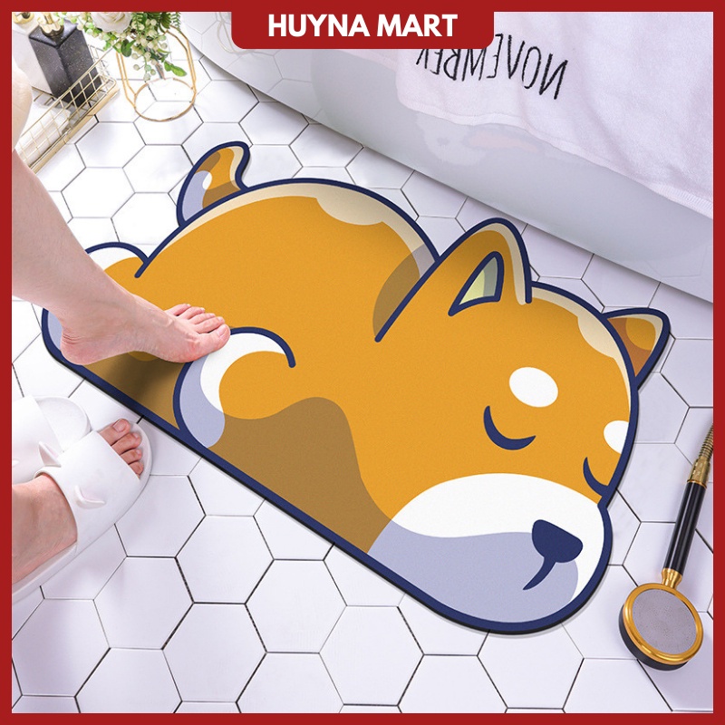 Thảm Chùi Chân Silicon Trải Sàn, Hình Thú Cắt 5D, Mặt Đế Cao Su Chống Trơn Trượt Cao Cấp 40*60cm Huyna Mart T22