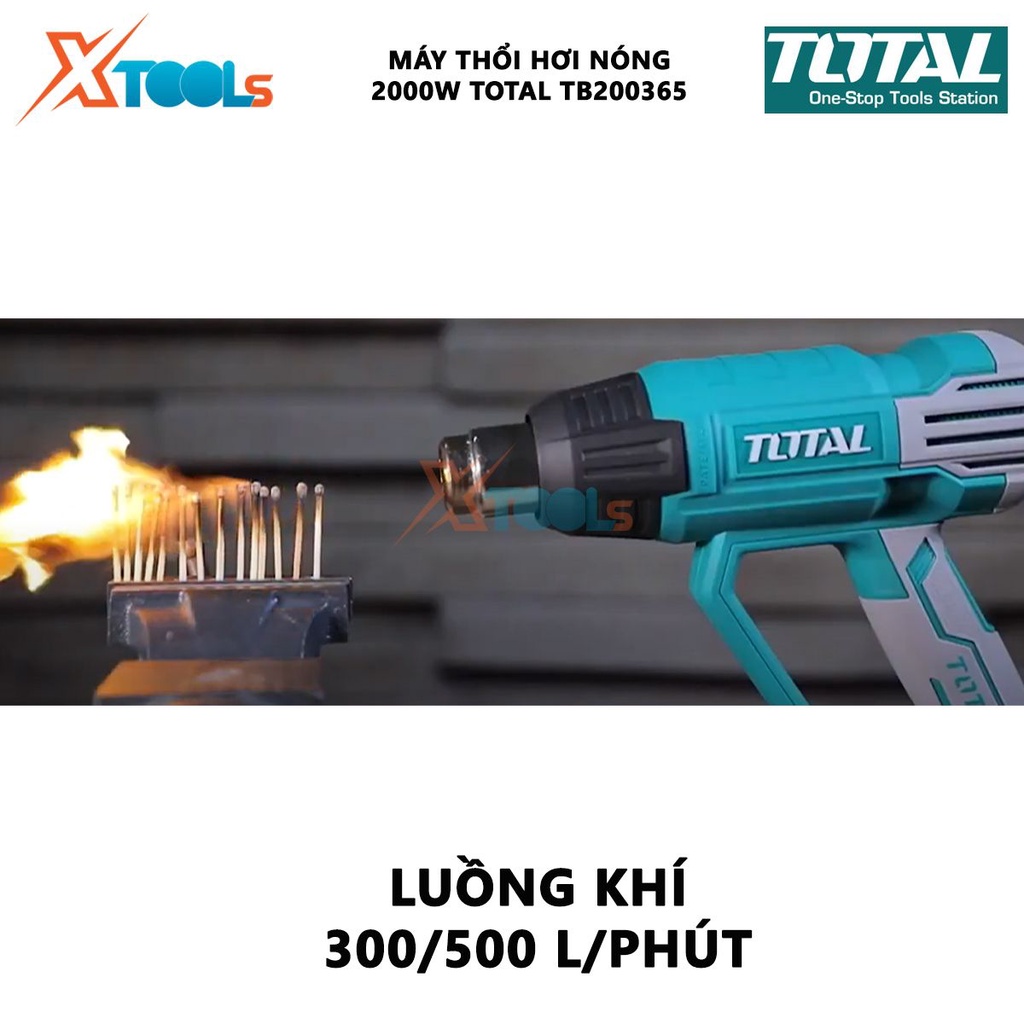 Máy thổi hơi nóng Total TB200365 Máy khò nhiệt mini Công suất: 2000W Nhiệt độ: 350 ° C / 550 ° Luồng khí: 300/500 L/phút