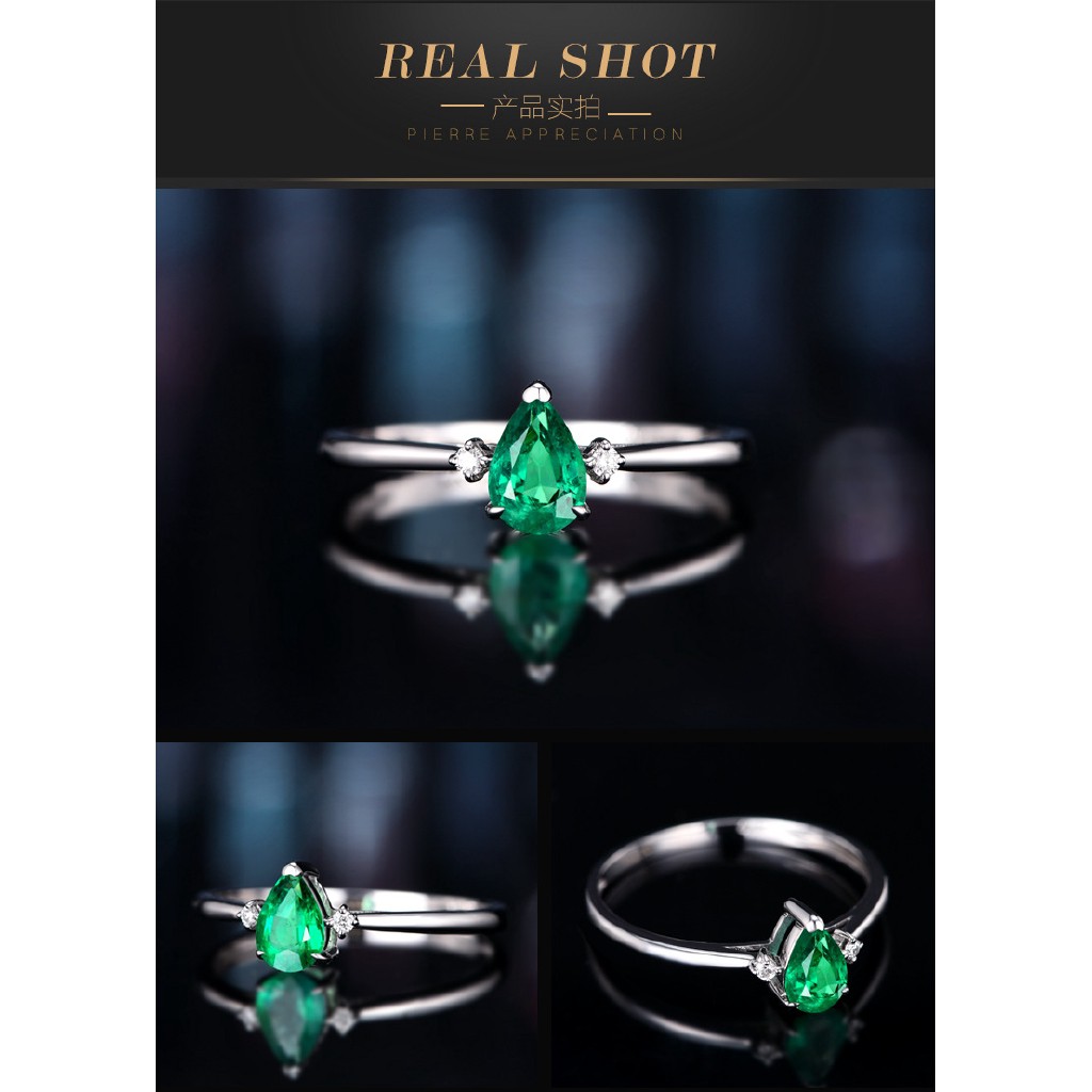 Nhẫn Đeo Tay Kim Loại Đính Ngọc Lục Bảo Giả Thanh Lịch Cho Nữ