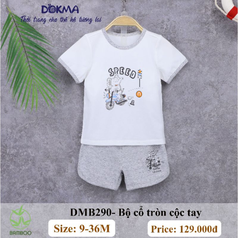 [Dokma] Bộ cổ tròn cộc tay chất BamBoo tự nhiên cực mềm-mát (9-36m)