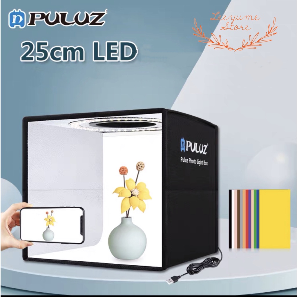 HỘP CHỤP ẢNH SẢN PHẨM PULUZ 25CM - THIẾT BỊ PHÒNG CHỤP THÔNG MINH - TẶNG KÈM 6 PHÔNG NỀN 2 MẶT