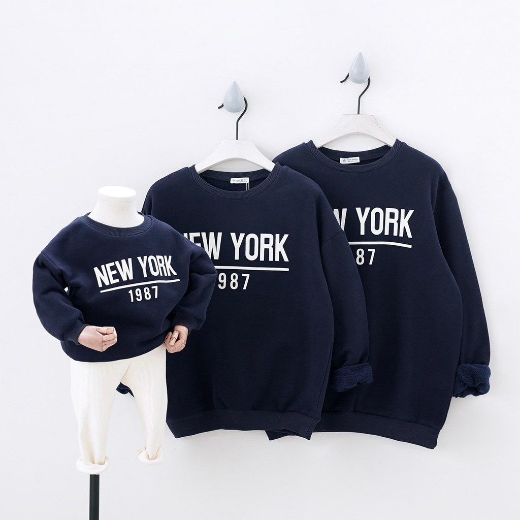 Áo NỈ Bông cho gia đình , in New York chất nỉ lót bông ấp áp