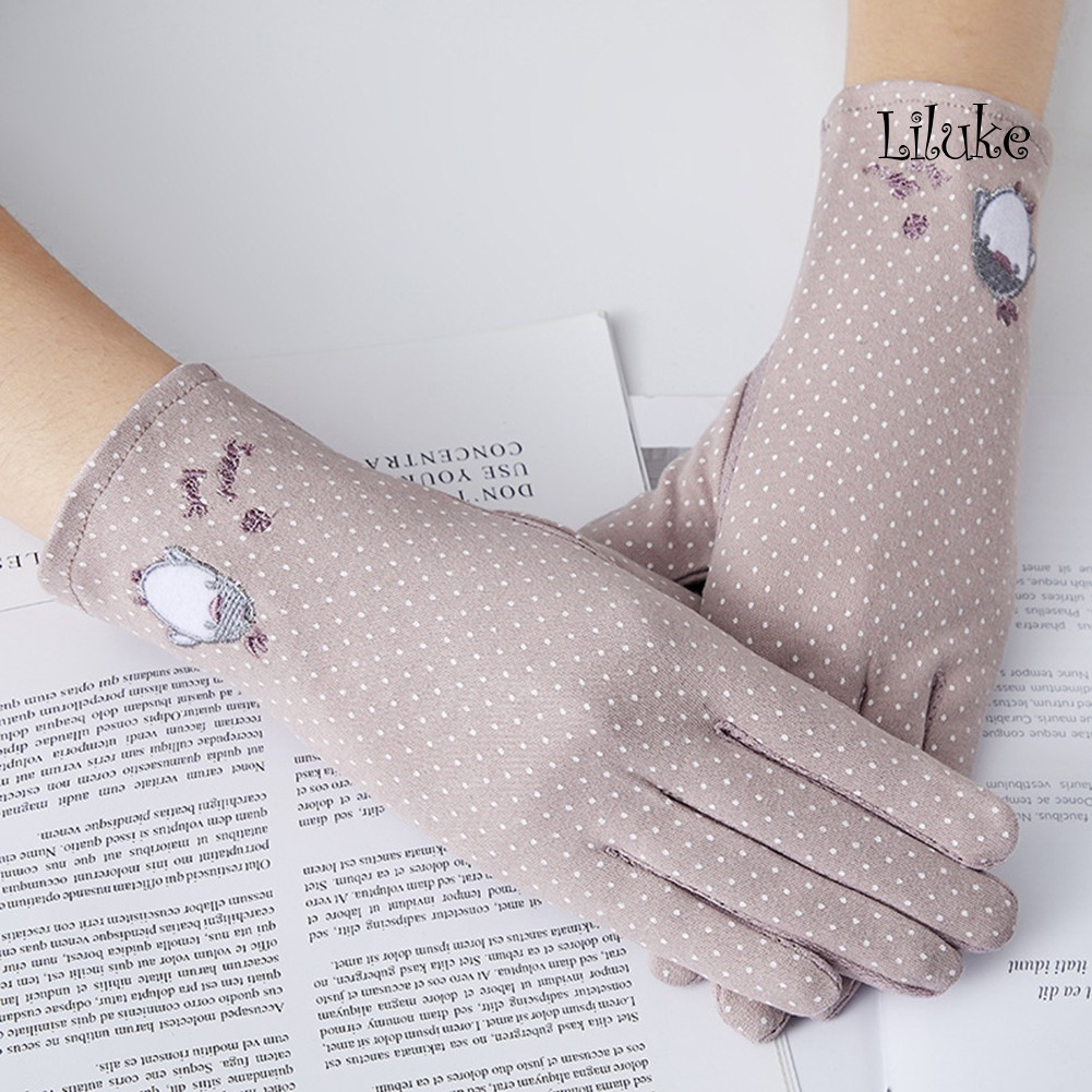 Găng Tay Cotton Mỏng Chống Tia UV Chống Trượt Có Thể Dùng Màn Hình Cảm Ứng Tiện Lợi