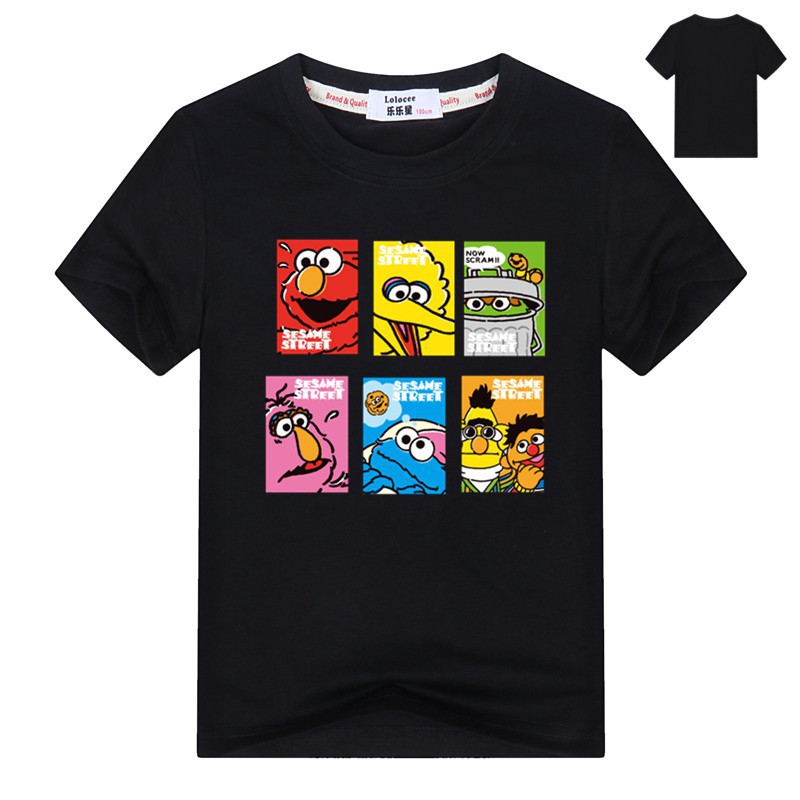 Sesame Street Boy T Shirt Elmo, Cookie Monster &amp; Best Friends Tee Áo sơ mi nữ ngắn tay Tee