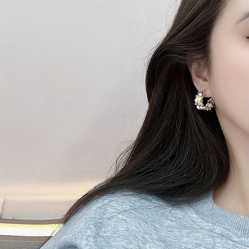 Khuyên tai kẹp không bấm lỗ chốt cố định K130 bằng hợp kim mạ vàng hình chữ C bigsize dáng ngắn Leous Accessories