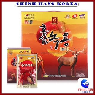 Nước hồng sâm nhung hươu kanghwa hàn quốc, hộp 30 gói - sâm nhung plus chính hãng