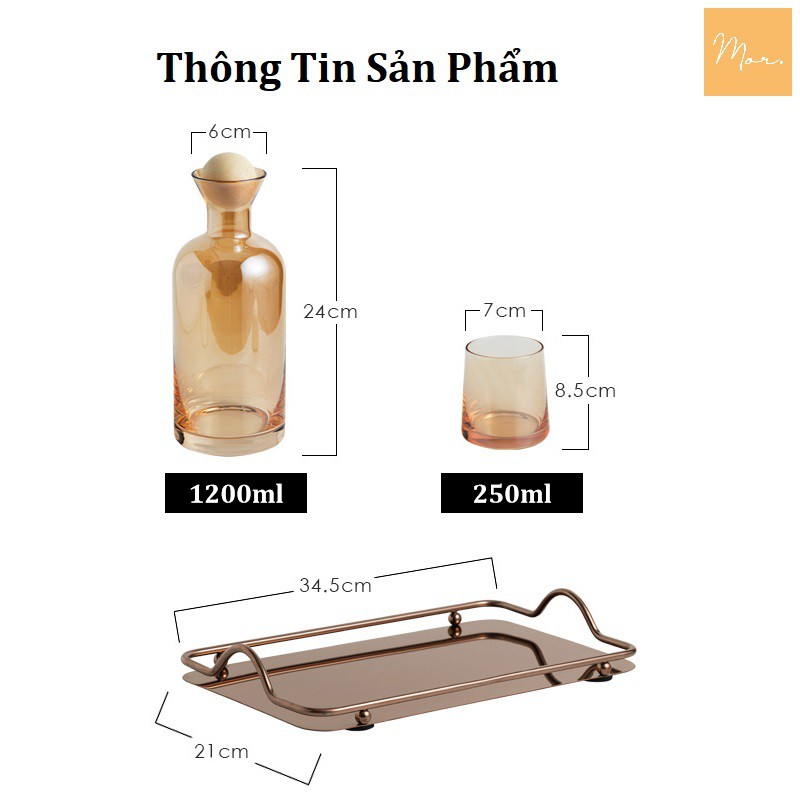 Bộ bình nước thủy tinh chịu nhiệt - 1.2L (4 màu)