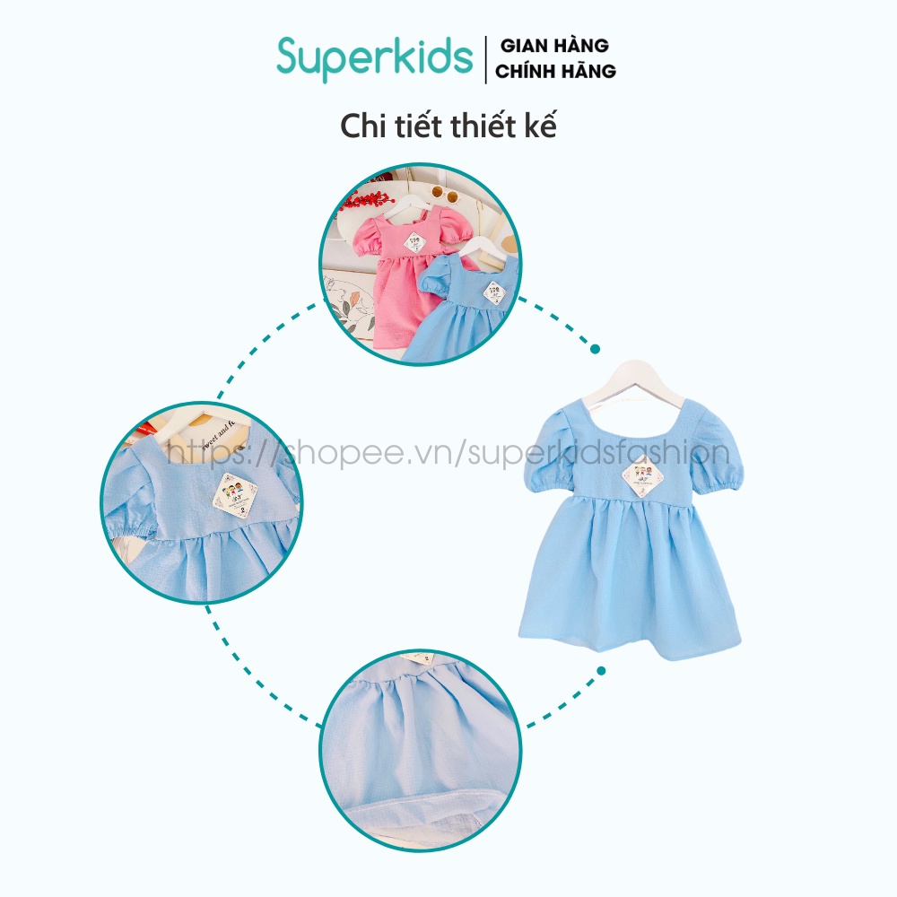 Váy cho bé gái, Đầm đũi xốp tiểu thư 8-22kg QATE785