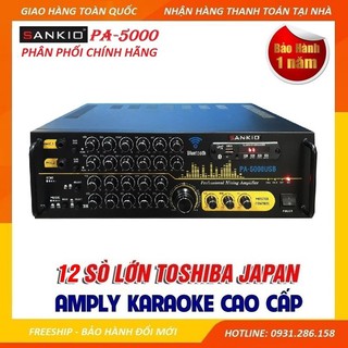 Mua  BH đổi mới   Âm ly Bluetooth SANKIO PA-5000USB - Amply karaoke 12 sò lớn - nút nhôm - quạt tản nhiệt