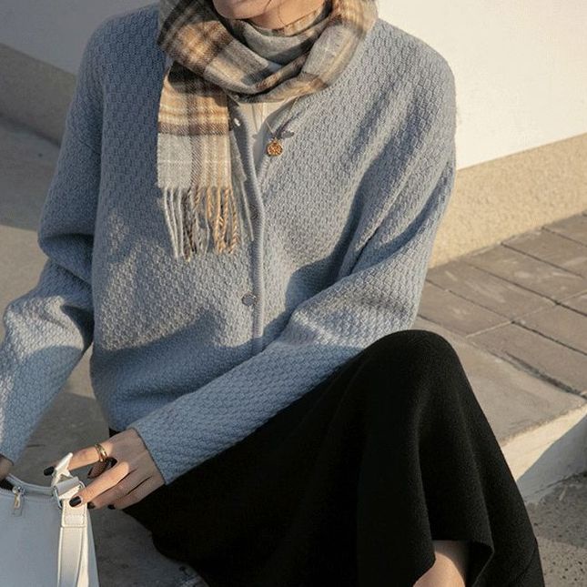 Áo Khoác Len cardigan Sọc Caro Thời Trang Nữ Tính