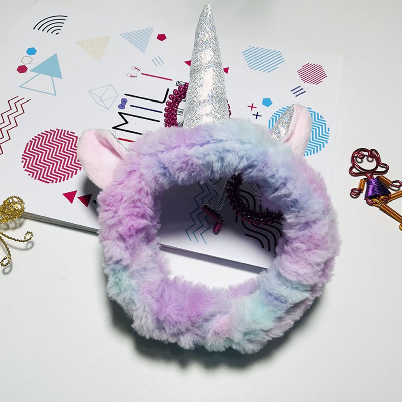 Băng Đô Cài Tóc Co Giãn Hình Kỳ Lân Màu Sắc Ngọt Ngào Cho Nữ