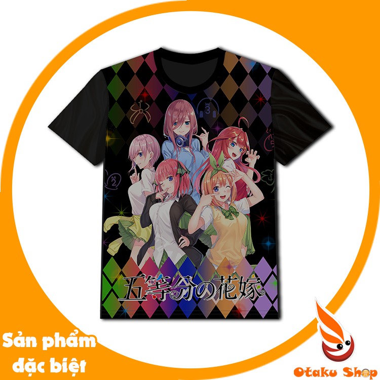 Áo phong teen , Áo thun đen in hình Anime Gotoubun no Hanayome. Áo Unisex phù hợp cho Nam Nữ