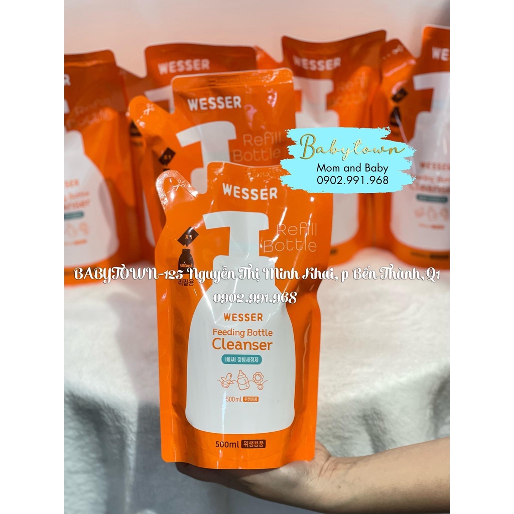 Nước rửa bình sữa/ cọ rửa bình Wesser chai/túi 500ML