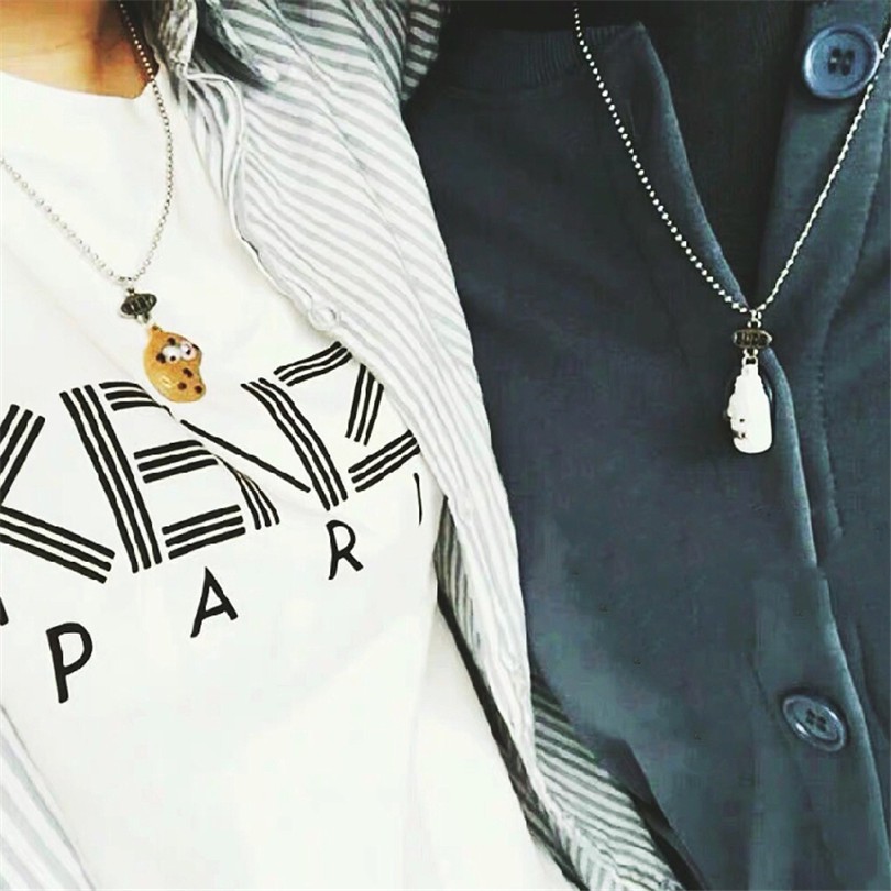 Vòng Cổ Cặp Đôi 123955Dây Chuyền Mặt Hình Bánh Quy Sữa Thời Trang Hàn Quốc