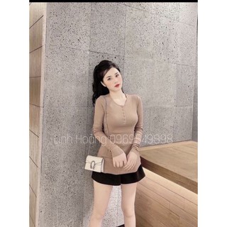 Bán sỉ áo len tăm cổ cúc 4 màu cho nữ
