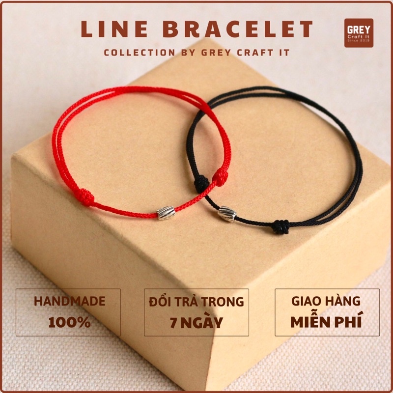 Vòng tay UNISEX Line Charm Bạc Thái x Dây chỉ Nhật may mắn cực bền | Chống nước | Handmade 100% | Độc Lạ Đẹp Mắt