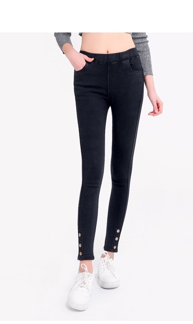 Quần legging thun giả jean lai 3 nút size cho người béo mập 5XL 63-73kg