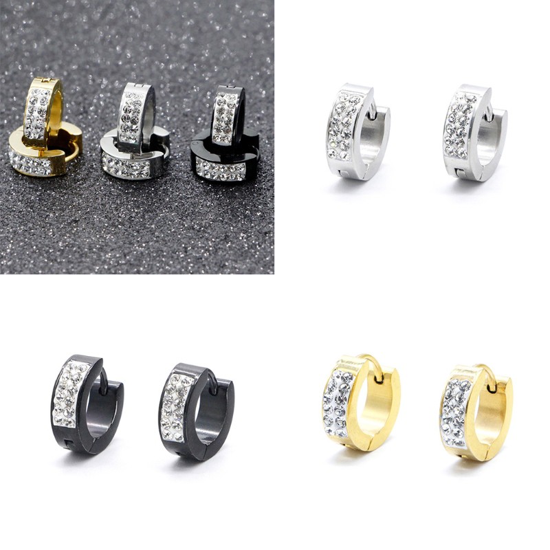 Hoa tai chất liệu inox đính kim cương giả hợp thời trang cho nam nữ