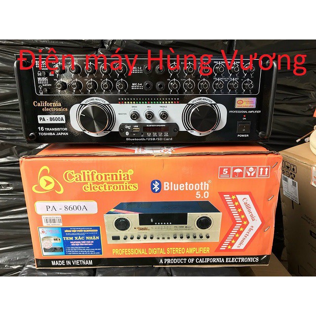 Âm ly karaoke California PA 8600A, amply 16 sò xịn,có bluetoot, cổng USB, thẻ nhớ tiện dụng, chuẩn h