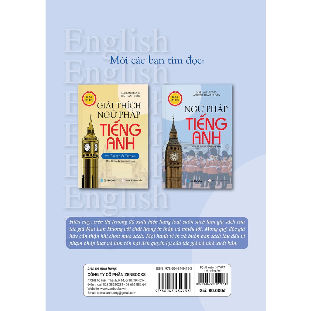 Sách Bộ Đề Luyện Thi THPT Môn Tiếng Anh Mai Lan Hương