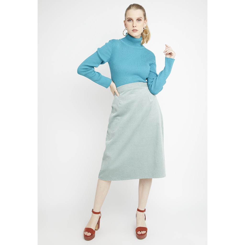 Chân váy nhung xanh rêu - Lovadova 19S10C003