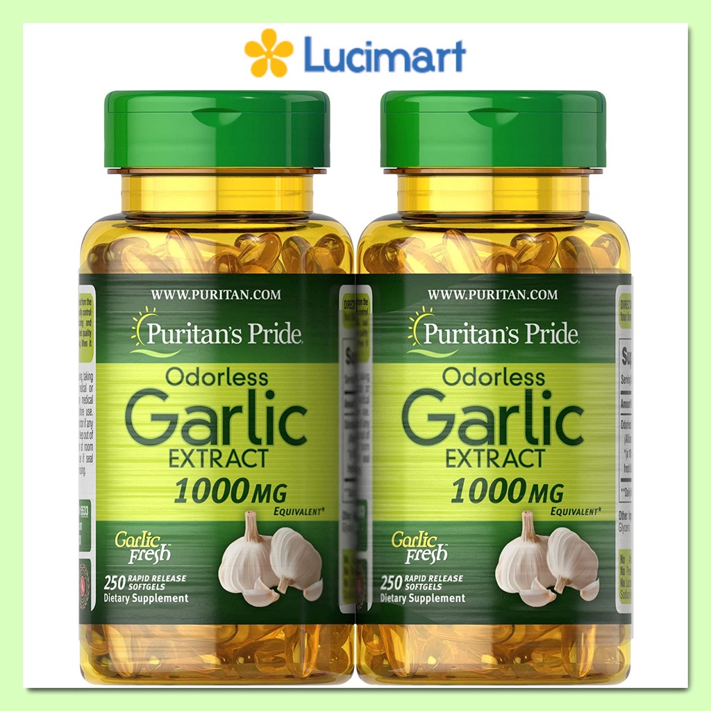 Viên uống tinh dầu tỏi Odorless Garlic 1000 Mg Rapid Release Puritan’s Pride hũ 250 viên [Hàng Mỹ]