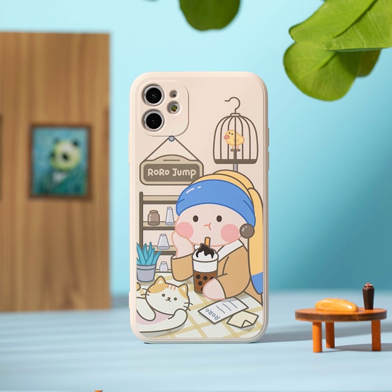 Ốp lưng iphone cạnh vuông BVC monalisa roro 6/6plus/6splus/7/7plus/8/8plus/x/xr/xs/11/12/pro/max/plus/promax-e92