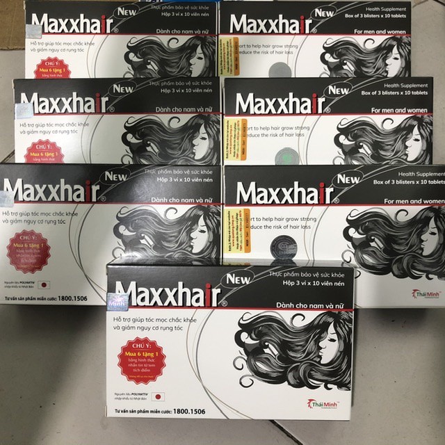 COMBO 7 hộp MAXXHAIR 30 viên ( đã hỗ trợ cào tem tích điểm trả thưởng luôn)/ Maxhair giảm tóc gãy rụng, mọc tóc