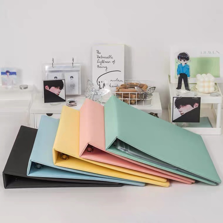 Sổ Binder A4 Còng D Bìa Da PU Nhũ Sưu Tầm Photocard Idol (SẴN)