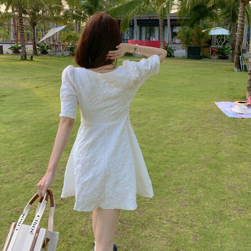 Đầm Đen Tay Ngắn Phong Cách Pháp Thời Trang Mùa Hè 2022 Cho Nữ