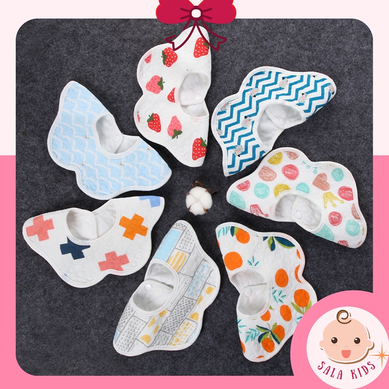 Yếm Tròn Cho Bé Cổ Tròn Ăn Dặm Cho Bé Sơ Sinh Quấn Cổ Quàng Cổ Yếm Dãi Cotton Chống Thấm SALA KIDS AT02