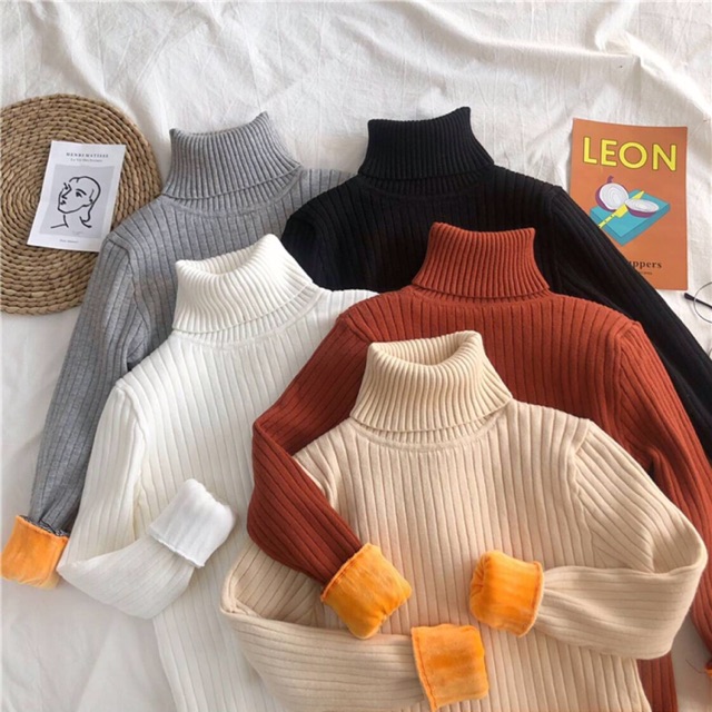 🔥HOT🔥 ÁO LEN TRƠN BASIC CAO CỔ LÓT LÔNG SIÊU ẤM